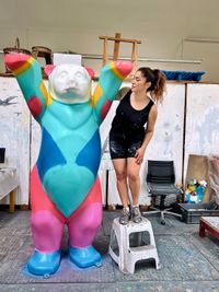 Buddy Bear being painted in the Buddy Bear studio